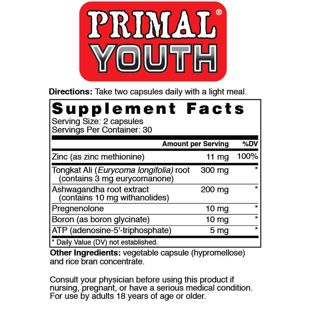 Primal Youth Supplement Facts