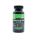 Quercetin Max - A black bottle with a green label displaying 'Quercetin MAX' and '250mg' indicating the dosage of the supplement inside.