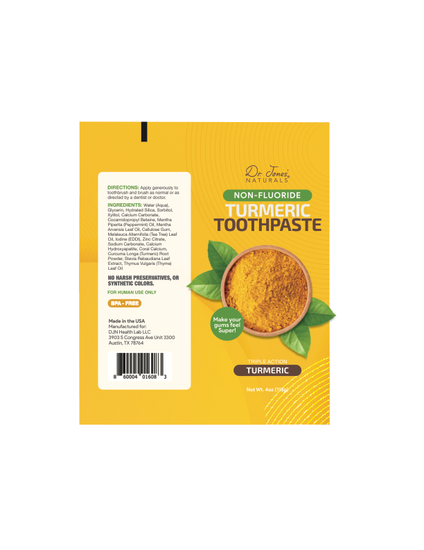 Dr. Jones Naturals Turmeric Toothpaste with Iodine Front Label