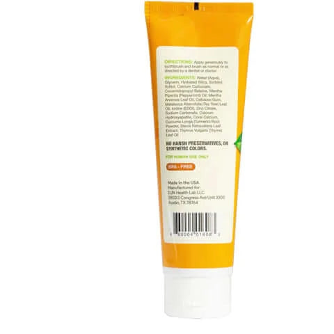  Dr. Jones Naturals Turmeric Toothpaste with Iodine Rear Label
