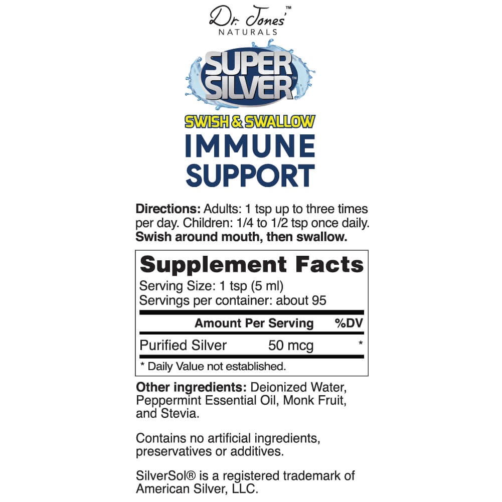 SuperSilver Swish and Swallow Immune Support Supplement Facts